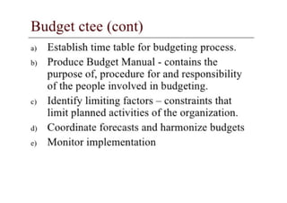 Budgeting planning control