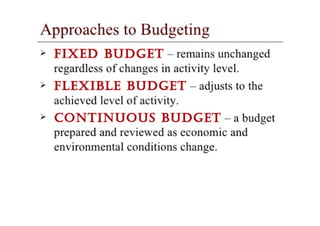 Budgeting planning control