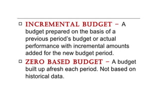 Budgeting planning control