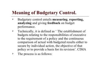 Budgeting planning control