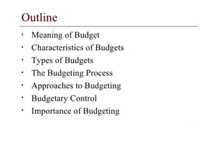 Budgeting planning control