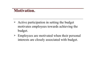 Budgeting planning control