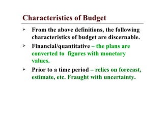 Budgeting planning control