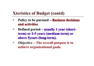 Budgeting planning control