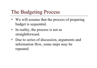 Budgeting planning control