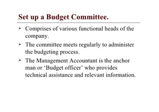 Budgeting planning control