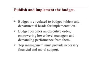 Budgeting planning control