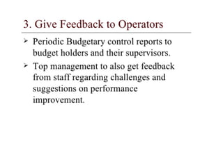 Budgeting planning control