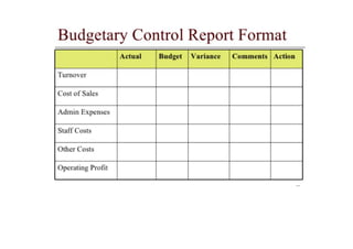 Budgeting planning control