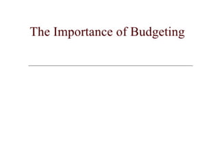 Budgeting planning control