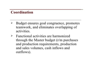 Budgeting planning control