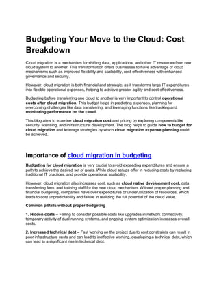 Budgeting Your Move to the Cloud: Cost Breakdown | PDF