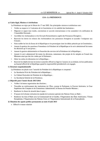 Budget de l'exercice 2015-2016 (HAITI)
