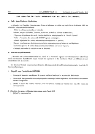 Budget de l'exercice 2015-2016 (HAITI)