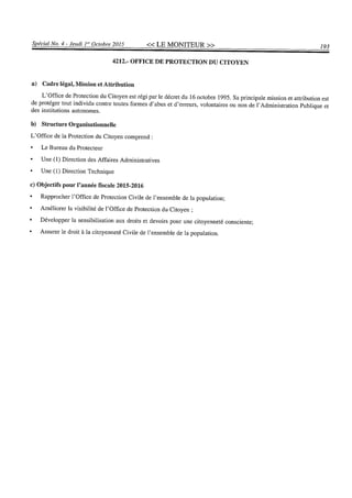 Budget de l'exercice 2015-2016 (HAITI)