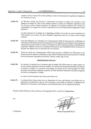 Budget de l'exercice 2015-2016 (HAITI)