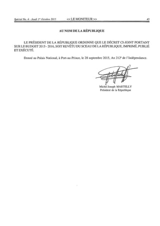 Budget de l'exercice 2015-2016 (HAITI)