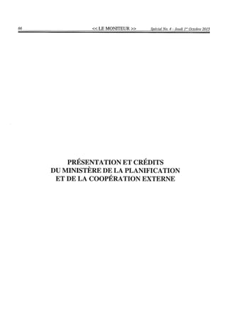 Budget de l'exercice 2015-2016 (HAITI)