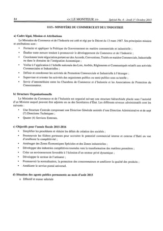 Budget de l'exercice 2015-2016 (HAITI)