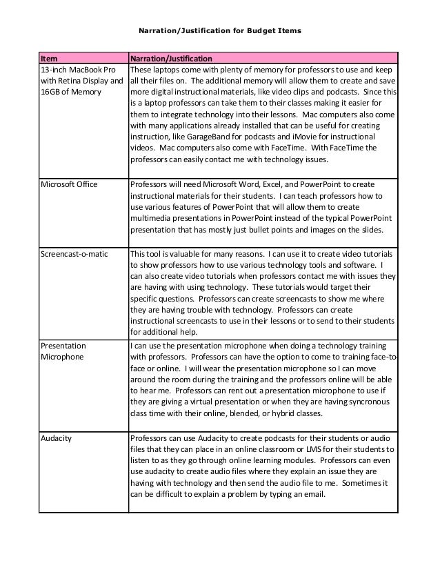 budget justification for dissertation