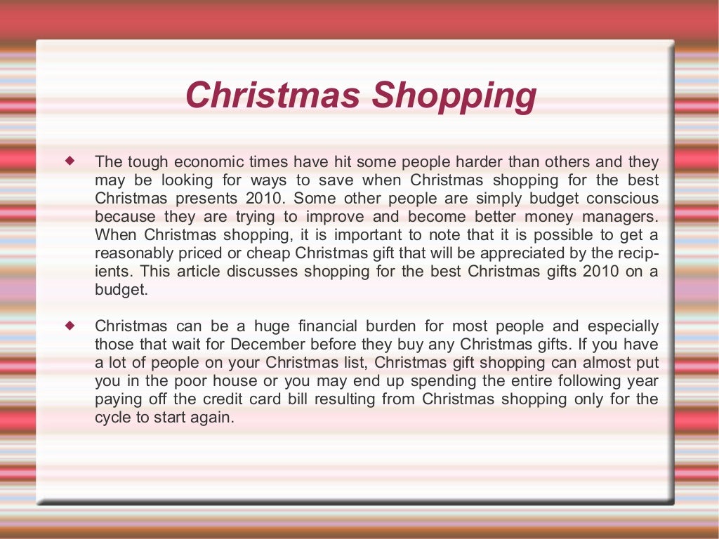 Shopping for the Best Christmas Gifts 2010 on a Budget
