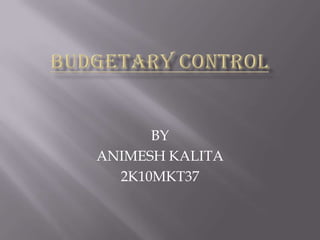 BUDGETARY CONTROL BY ANIMESH KALITA 2K10MKT37 