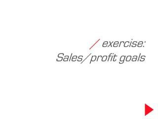 / exercise:
Sales/profit goals
 