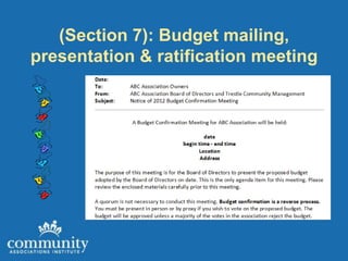 (Section 7): Budget mailing,
presentation & ratification meeting
 