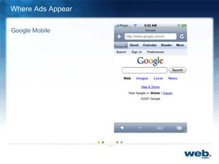 Google Mobile
Where Ads Appear
 