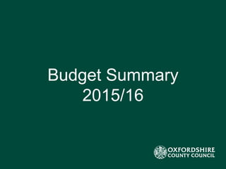 Budget Summary 
2015/16 
 