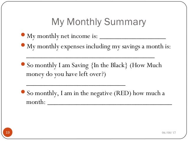 my monthly budget