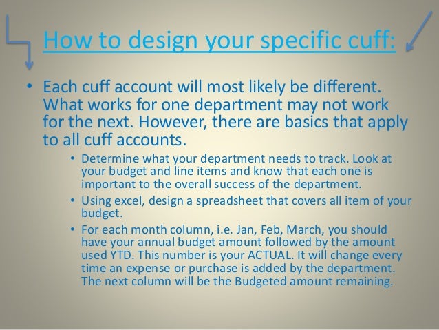 Budget to Actual Cuff Account Budget to Actual Cuff Account