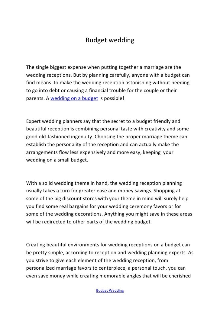 Budget Wedding
