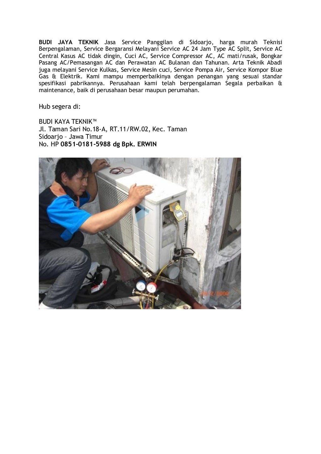 WA.0851-0181-5988 T'SEL service ac krian sidoarjo