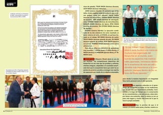 KAI 
PERO ¿QUÉ ES EL KENPO-KAI? 
La respuesta habitual sería un Arte Marcial Tradicio-nal 
japonés, pero vamos a profundizar más. KENPO-KAI 
significa “Reunión de los sistemas del puño”, 
nombre dado por Kazuo Ishizaka en los años 60, a 
la unión del sistema que se practicaba dentro del 
seno de su familia el “ISHIZAKAHA KENPO” y el sis-tema 
chino del que procedía esa escuela “SOU 
KEN” (en chino CHIANG CHUAN). Tras la muerte del 
Maestro Kazuo en 1998, es nombrado heredero 
(SOKE) y Presidente (KAICHO) el Dai Shihan Chiaki 
Ohashi, que a partir de ese año empieza a darle 
forma a una nueva estructura más organizada del 
En esta sección, entre otras materias, ire-mos 
conociendo los diferentes estilos que 
componen el DNK (Departamento Nacio-nal 
de Kenpo). En esta ocasión os presen-tamos 
el Kenpo-Kai, un Kenpo tradicional japonés. 
Desarrollado en el seno de la familia Ishizaka en 
Japón e introducido en Europa en el año 1974 por 
Sotoki Ishizaka, el Kenpo-Kai goza en la actualidad 
de un gran prestigio a nivel mundial de la mano de 
su Presidente el Dai Shihan Chiaki Ohashi, que 
desde la ciudad japonesa de Hamamatsu, dirige por 
medio de la International Kenpo-Kai Organization 
(IKKO) esta escuela en todo el mundo. 
Por Pilar Martínez 
Dtra. Comunicación DNK 
www.kenpodnk.es 
Nota: las marcas españolas 1.925.073, 2.249.584, 1.924.074 y 2.648.405 son propiedad de IKKA España. 
Un Kenpo tradicional japonés 
Kenpo-Kai en el mundo, acentuando los aspectos 
más tradicionales japoneses, intrínsecos dentro de 
la enseñanza de esta escuela y dándole más impor-tancia 
a la competición (siempre dentro de los valo-res 
del Budo japonés). 
Por lo tanto es un Arte Marcial, porque su bús-queda 
es la evolución, en todos los aspectos, que 
afectan al desarrollo físico y mental de una persona 
con el objetivo de superarse a sí mismo y los dife-rentes 
obstáculos o problemas exteriores, para ello 
cuenta con áreas de trabajo muy específicas: 
MARCIAL: El aprendizaje de soluciones efectivas 
para conflictos contra uno o varios adversarios, abar-cando 
estrategias, técnicas de defensa personal, co-nocimiento 
y manejo de armas, combate… Para este 
fin se trabajan tres grandes sistemas: 
KATAIHO (sistema duro): Engloba todo el abanico 
de movimientos percutantes, como por ejemplo: 
UKE WAZA (técnicas de parada), KERI WAZA (téc-kenpo_ 
Las páginas del 
kenpo 
54 l El Budoka 2.0 Septiembre - Octubre 2014 l 55 
 