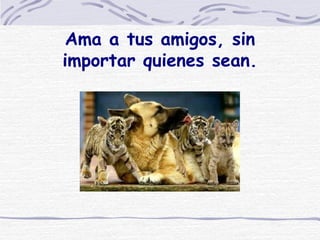 Ama a tus amigos, sin importar quienes sean. 