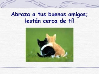 Abraza a tus buenos amigos; ¡están cerca de tí! 