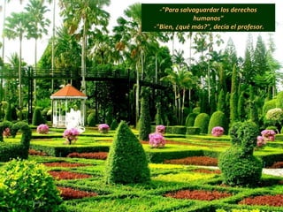 -"Para salvaguardar los derechos-"Para salvaguardar los derechos
humanos"humanos"
-"Bien, ¿qué más?", decía el profesor.-"Bien, ¿qué más?", decía el profesor.
 