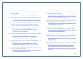 22
 Foment del Treball Nacional. 2015. Riesgos Psicosociales. La Aplicación de
Medidas Preventivas
http://prl.foment.com/admin/uploads/docs/20170109162631.pdf
 Foment del Treball Nacional. 2016. Intervención Psicosocial desde el
Coaching
http://foment.itartech.com/wp-content/uploads/2016/10/Coaching.pdf
 Inspección de Trabajo y Seguridad Social. 2012. Guía de actuaciones de la
Inspeccion de Trabajo y Seguridad Social sobre Riesgos Psicosociales
https://www.laboral-social.com/files-laboral/Guia_psicosociales.pdf
 Instituto de Salud Pública y Laboral de Navarra. 2002. El estrés
http://www.navarra.es/NR/rdonlyres/B9875687-ED49-4617-8540-
9EEE4C3656E6/191205/estresfolleto1.pdf
 Instituto de Salud Pública y Laboral de Navarra. 2005. Procedimiento general
de Evaluación de Riesgos Psicosociales
https://www.navarra.es/NR/rdonlyres/54675C79-A455-4B62-B714-
E9200642BF83/145962/ProcedEvalRiesgosPsico.pdf
 Instituto de Salud Pública y Laboral de Navarra. 2015. III Plan Navarro de
Salud Laboral
http://www.navarra.es/NR/rdonlyres/F82D4E65-66BD-4016-8EB0-
CF3D7EE39CB4/324016/IIIPlanNavarrodeSaludLaboralpublicado.pdf
 Instituto Nacional de Seguridad, Salud y Bienestar en el Trabajo. 1996. Erga
Formación Profesional 93 "Estrés laboral"
http://www.insht.es/InshtWeb/Contenidos/Documentacion/TextosOnline/
FichasNotasPracticas/Ficheros/np_efp_34.pdf
 Instituto Nacional de Seguridad, Salud y Bienestar en el Trabajo. 2004.
Documentos divulgativos. "Estrés laboral"
http://www.insht.es/InshtWeb/Contenidos/Documentacion/FICHAS%20DE
%20PUBLICACIONES/FONDO%20HISTORICO/DOCUMENTOS%20DIVULGATI
VOS/DocDivulgativos/Fichero%20pdf/Estres%20laboral.pdf
 Instituto Nacional de Seguridad, Salud y Bienestar en el Trabajo. 2009. Fichas
Prácticas 54 "Estrés laboral y evaluación de riesgos"
http://www.insht.es/InshtWeb/Contenidos/Documentacion/TextosOnline/
Rev_INSHT/2009/54/54_fichas_practicas.pdf
 Instituto Nacional de Seguridad, Salud y Bienestar en el Trabajo. 2015. Buenas
prácticas en gestión del estrés y de los riesgos psicosociales en el trabajo
http://www.insht.es/InshtWeb/Contenidos/Documentacion/Buenas%20pr
acticas%20en%20gestion%20del%20estres.pdf
 Instituto Sindical de Trabajo, Ambiente y Salud. 2014. Manual del método
CoPsoQ-istas21 (versión 2) para la evaluación y la prevención de los riesgos
psicosociales en empresas con 25 o más trabajadores y trabajadoras
http://www.istas.net/copsoq/ficheros/documentos/v2/manual%20Copso
q%202(24-07-2014).pdf
 Instituto Vasco de Seguridad y Salud Laborales. 2014. Guía de Prevención de
Riesgos Psicosociales
http://www.osalan.euskadi.eus/libro/guia-de-prevencion-de-riesgos-
psicosociales-dirigida-al-delegado-o-delegada-de-prevencion/s94-
osa9999/es/adjuntos/guia_riesgos_psicosociales_para_delegados_y_dele
gadas.pdf
 