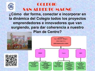 COLEGIO
SAN ALBERTO MAGNO
¿Cómo dar forma, conectar e incorporar en
la dinámica del Colegio todos los proyectos
emprendedores e innovadores que van
surgiendo, para dar coherencia a nuestro
Plan de Centro?
 