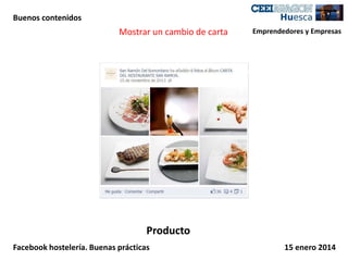 Buenos contenidos

Mostrar un cambio de carta

Emprendedores y Empresas

Producto
Facebook hostelería. Buenas prácticas

15 enero 2014

 