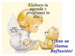 Elabora tu
  agenda y
programa tu
    día...




               ¡Eso se
                llama
              Reflexión!
 