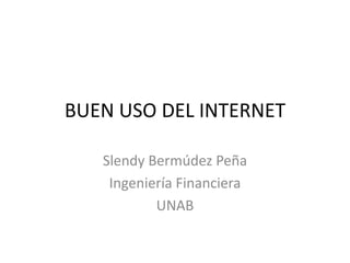BUEN USO DEL INTERNET

   Slendy Bermúdez Peña
    Ingeniería Financiera
           UNAB
 