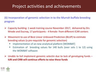 Genomic techniques to profile and improve productivity and resilience in buffalo 