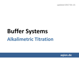 Buffer Systems
Alkalimetric Titration
aqion.de
updated 2017-05-24
 