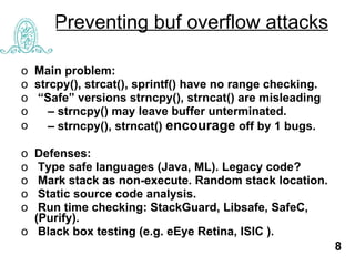 Buffer Overflow Attacks | PPT | Programming Languages | Computing