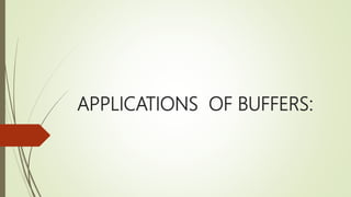 APPLICATIONS OF BUFFERS:
 