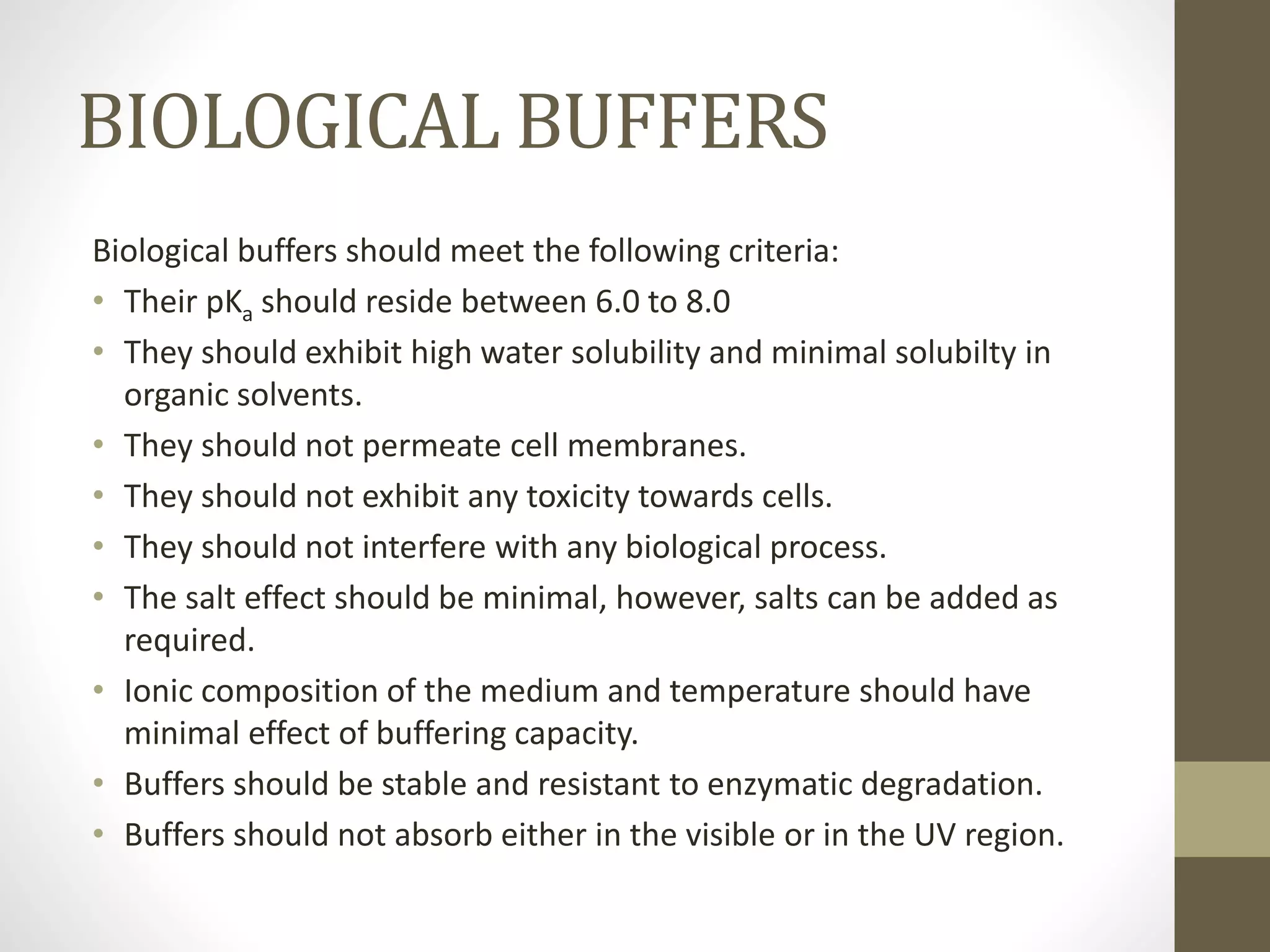 Buffers in biological systems PPT