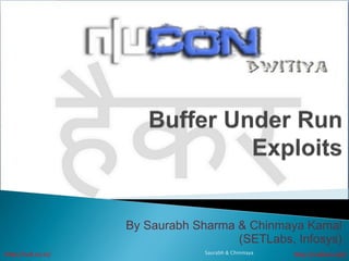 By Saurabh Sharma & Chinmaya Kamal
                                       (SETLabs, Infosys)
http://null.co.in/                Saurabh & Chinmaya   http://nullcon.net/
 