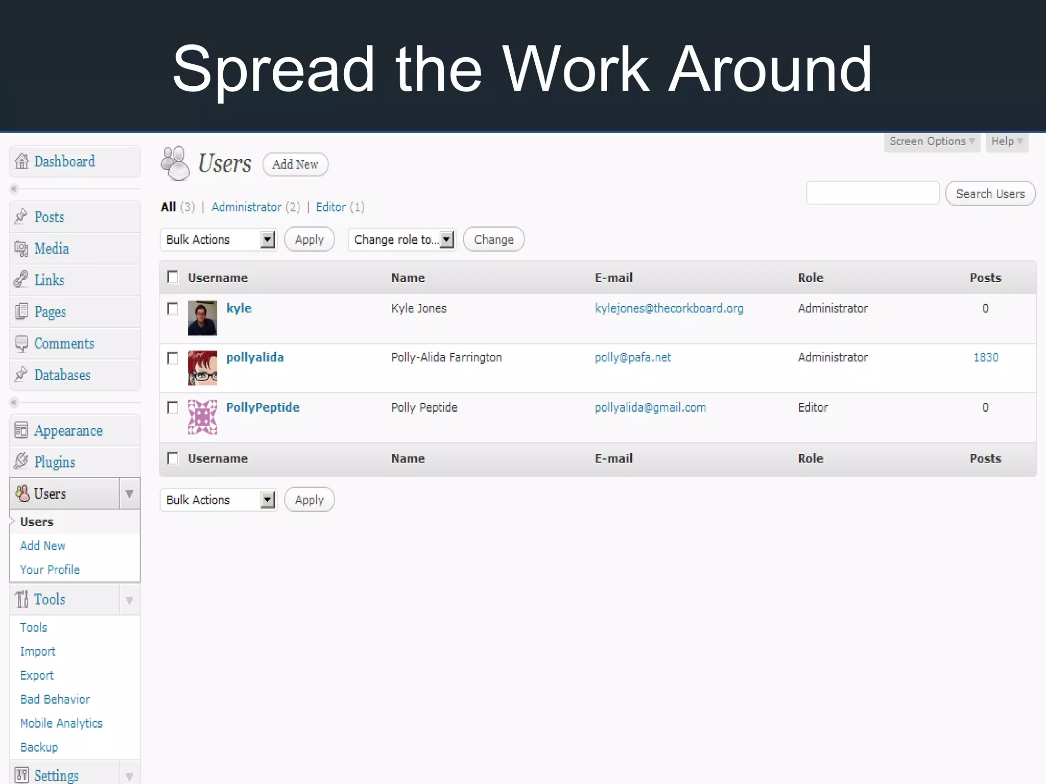 Spread the Work Around
 
